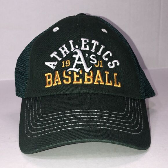 MLB OAKLAND ATHLETICS A'S CURVED BILL MESH TRUCKER ADJUSTABLE SNAPBACK HAT CAP - Picture 2 of 9
